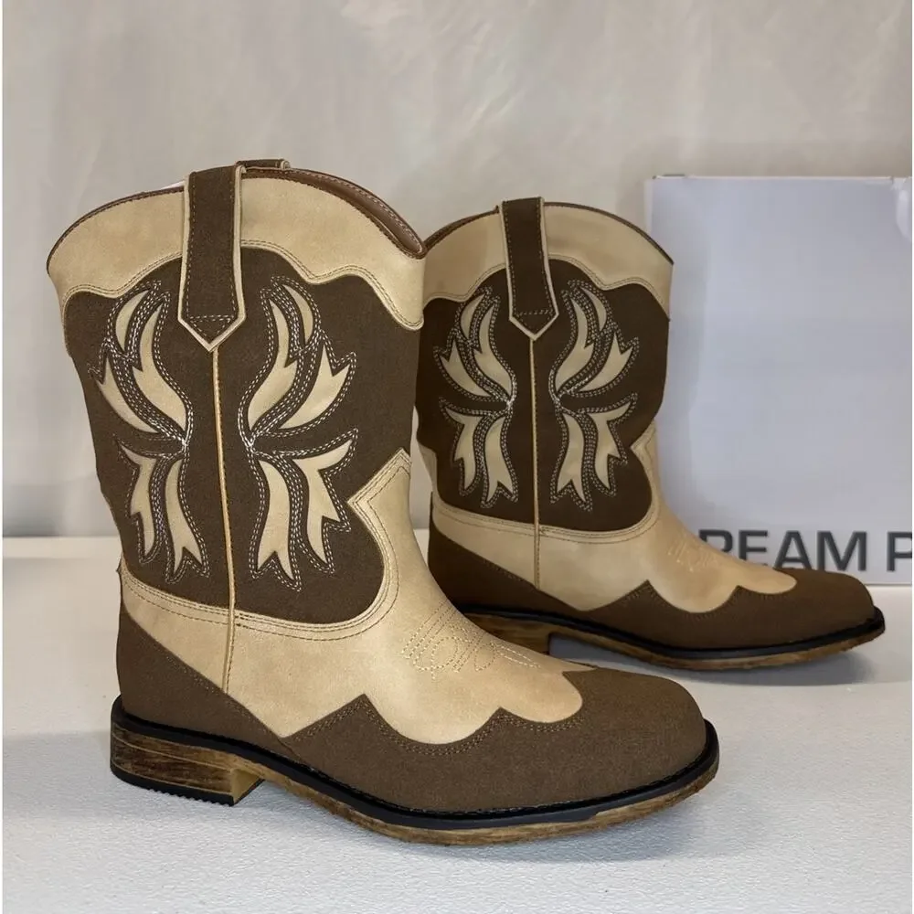 DREAM PAIRS Cowgirl Boots Big Girls Size 5 Brown